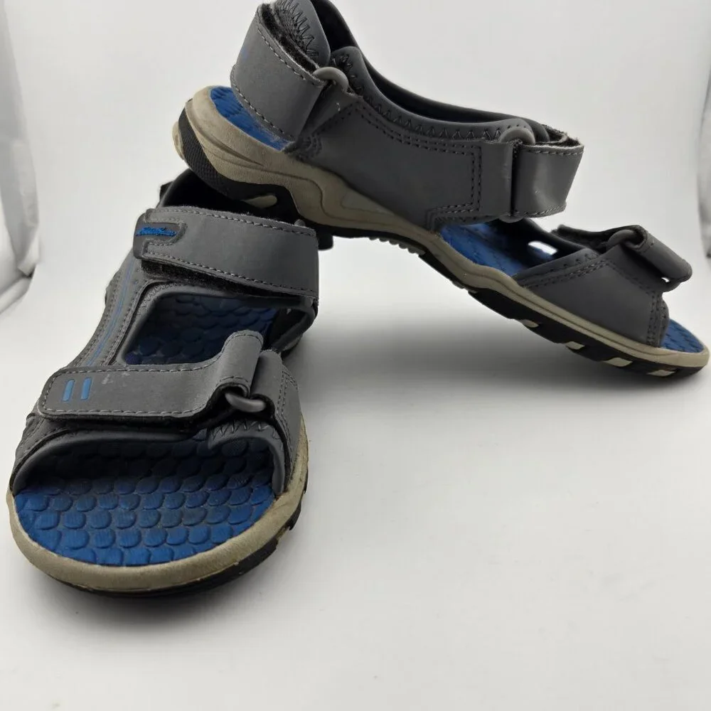Eddie Bauer Rocky Sport Sandals Boys Size 2 Gray Blue Hook & Loop
